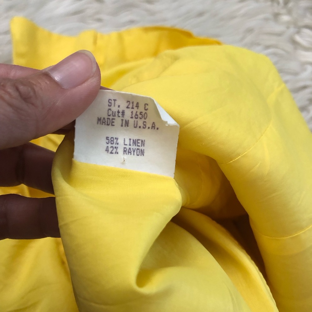 Geary Roark Kamisato Linen Blend Racerback Yellow Sleeveless Button Down Dress 8 - Picture 10 of 13
